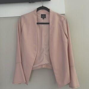 Adrianna Papell Blush Pink Bell Sleeve Collarless Open Front Blazer - XS